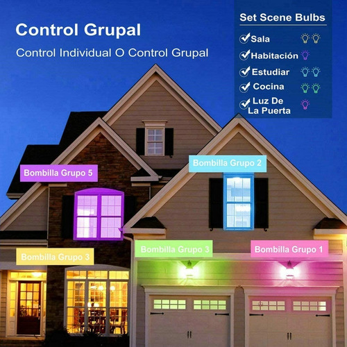 Imagen 3 de 7 de 2 Focos Inteligentes Rgb Wifi Bombilla Alexa Google Siri 9w