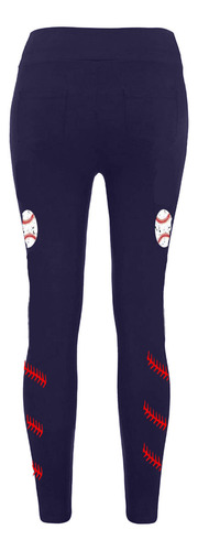 Cintura Alta Con Estampado De Béisbol En Color Liso Para Muj