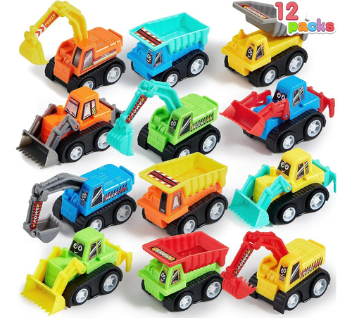 Juego De 12 Mini Coches De Construccion Joyin Con Traccion