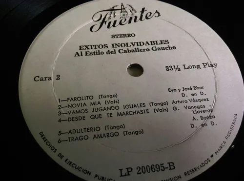 Vinilo El Caballero Gaúcho-exitos Inolvidables. Ljp (Usado)
