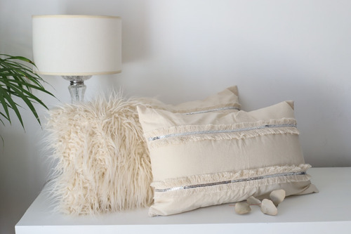 Almohadón Boho Handira Nórdico 45x30 Ekisetum Deco Handira Plata