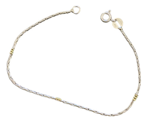 Pulsera Forcet Redonda Fina 18cm Plata 925 Y Oro