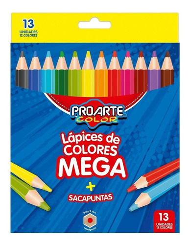 Lápiz Color Creyones Mega Proarte Estuche  12 Unidades 