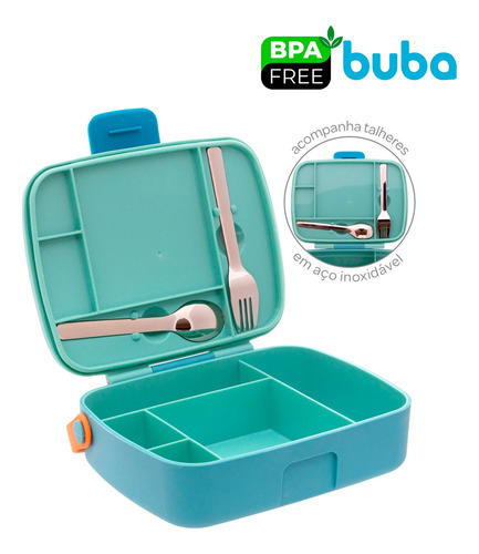 Lancheira Bento Box Com Talheres E Divisórias Magic Buba