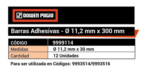 Imagen 2 de 4 de Barras Adhesivas 11,2 X 300mm 12 Unidades Dowenpagio 9999114