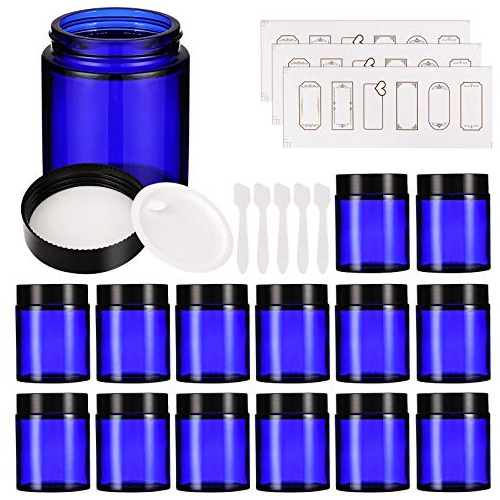 15 Paquete De 4 Oz Cobalto Tarros De Vidrio Azul Tapas ...