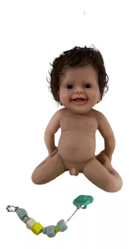 Mini Bebê Reborn Realista Silicone Sólido 18 Cm Menino