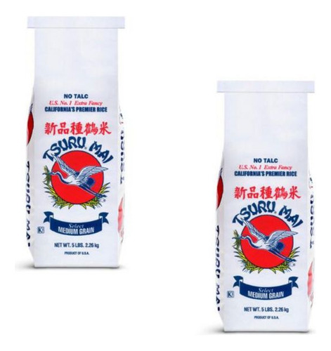 2 Pack Arroz Para Sushi Tsuru Mai 2,27 Kg Importado