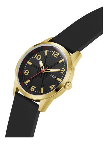 Reloj Guess Monte Gw0805g2 Hombre Adulto Dorado. Correa Negro Bisel Dorado Fondo Negro