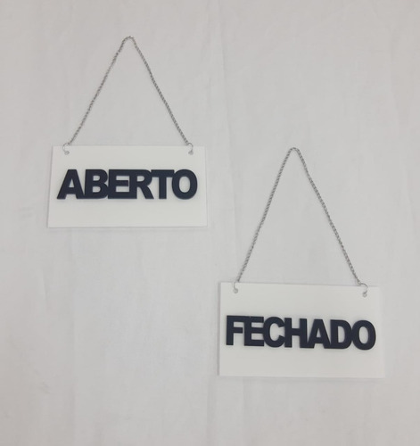 Placa Aberto/fechado Acrílico Branco