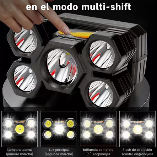 H Lámpara Cabeza Recargable Usb 5 Led Lampara Minera 2pcs