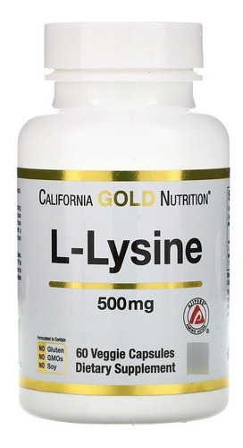 L-lisina 500 mg 60 cápsulas - L Lysine California Gold Nutrition Sabor sin sabor