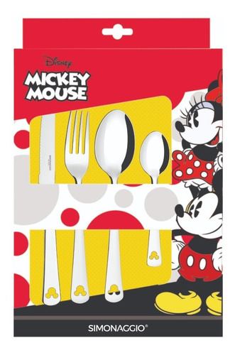 Imagem 1 de 3 de Faqueiro - Talheres Inox Mickey Mouse True Disney - 24 Peças