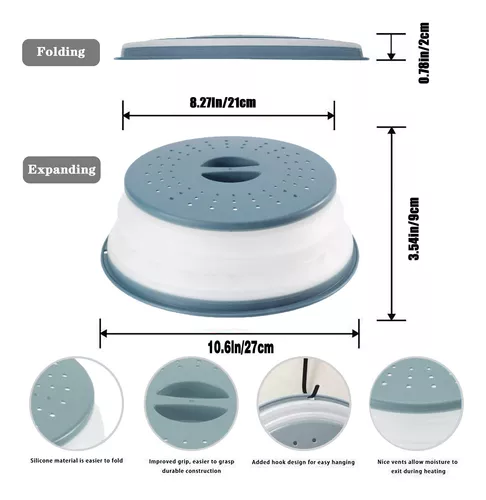 Cubierta plegable para platos de alimentos para microondas, ventilada, tapa  de silicona de grado alimenticio libre de BPA - rojo