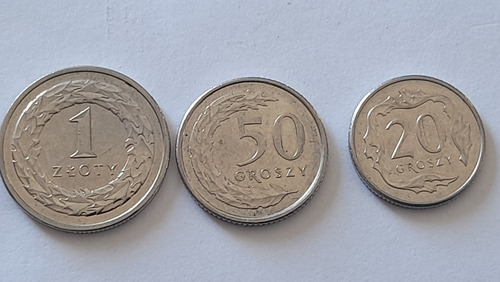3 Monedas De Polonia 20-50 Groszy 1 Ztote 07-09(x1219