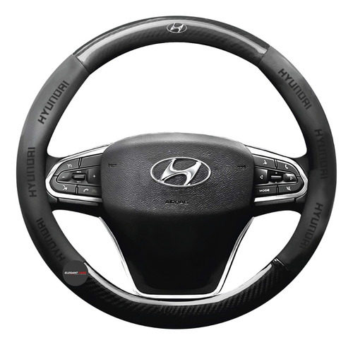 Forro De Timón Premium Hyundai Color Negro 37-38 Cm