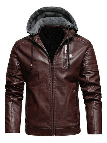 Chaqueta Biker De Hombre Con Capucha Y Forro Polar.