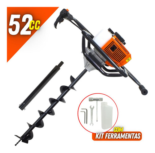 Perfurador De Solo 52cc Broca 80x10cm Vulcan + Extensor 40cm