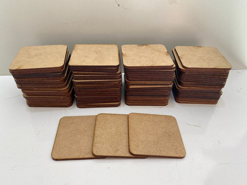 Bolacha Em Mdf Quadrada 7x7cm Kit Com 100unid