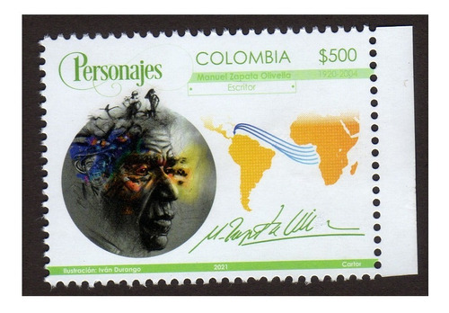Estampillas Manuel Zapata Olivella Estampillas De Colombia