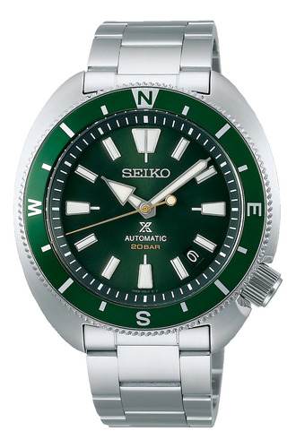 Relógio Seiko Srph15k1 Prospex Tortoise Verde Automatico Cor da correia Prateado