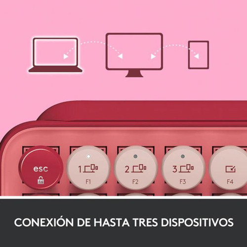 Imagen 4 de 5 de Outlet Teclado Logitech Pop Keys Mecanico Coral Rose