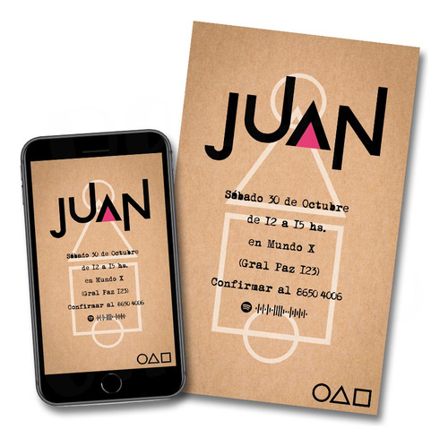 Invitación Digital Juego Del Calamar Personalizada Tarjeta