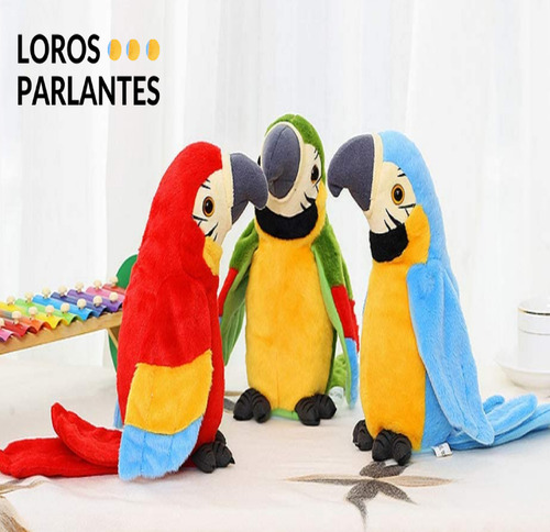 Robot Loro Repite Habla Baila Alas Peluche Pájaro Guacamaya