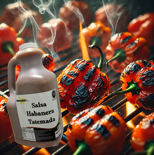 Salsa De Habanero Tatemada Picosa Para Alitas Tacos 4 Lt