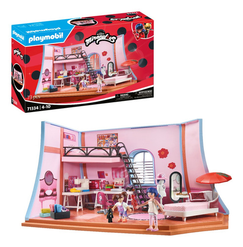 Juego Playmobil Miraculous Loft De Marinette 73 Piezas 3+