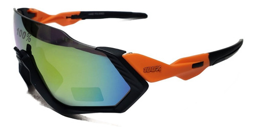 Lentes Deportivos Gafas Ciclismo 100 % Uv400 Sp56778 Diseño negro con naranja tornasol