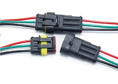 Kit Conector Pacha 3 Vías Automotriz Intemperie Con Cables