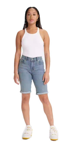 Levis Classic Bermuda Shorts Mujer Azul Original 0065