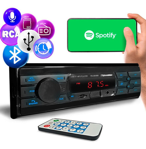 Mp3 Player 1din Usb Radio Roadstar Fm Bluetooth Som Carro Sd