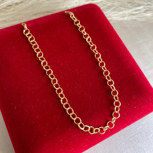 Pulseira Unissex Elo Português 3mm - 19cm - Ouro 18k