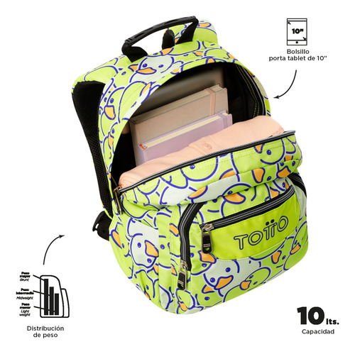 Mochila Escolar Para Niña Notebook 10 Tempera Totto