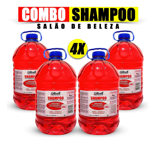 Kit 04 Galões Shampoo Profissional 5 Litros Ph Neutro S/ Sal