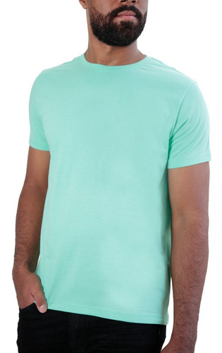 Imagem 5 de 6 de Camiseta Básica Gola Redonda Lisa Verde Xangai
