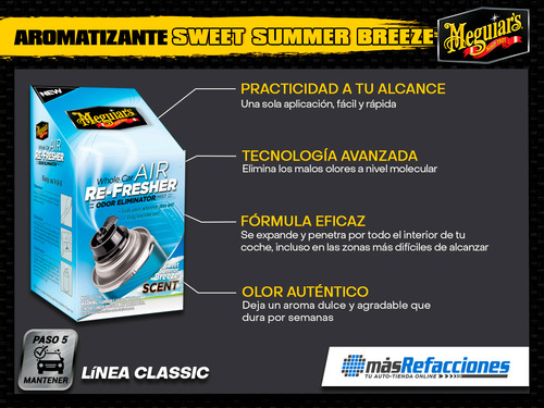 Eliminador De Olores Marca Meguiars Mod. G16602 Aroma Breeze