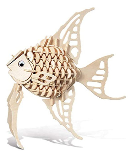 Puzzled 3d Puzzle Angel Fish Wood Craft Kit De Construcción