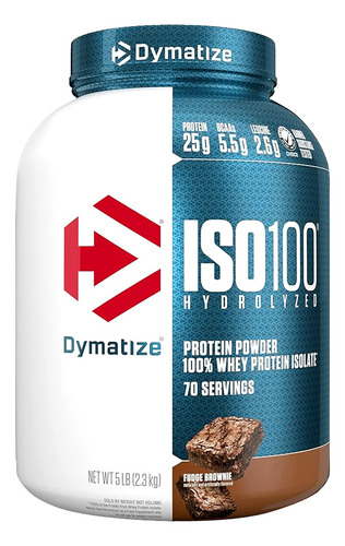 Suplemento en polvo Dymatize  Whey ISO-100 proteína sabor fudge brownie en pote de 2.3kg