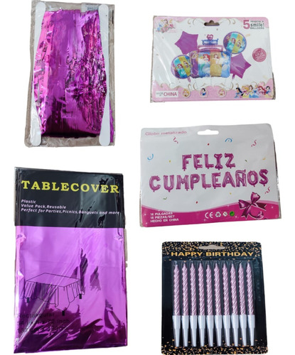 Kit De Decoración Cumpleaños 5 Pzas Princesas Pastel Fiesta 
