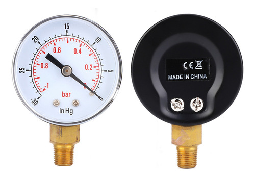 Manómetro De Vacío De Aire, -10 Bar, 30 Pulgadas Hg, 50 Mm,