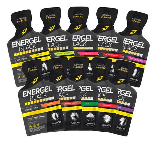 Gel Energel Black Cx 10 Sachês - Bodyaction Sabores Sortidos