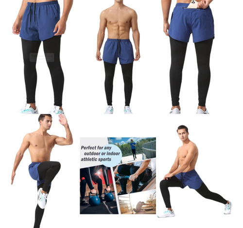 Pantalones De Compresión 2 En 1 Atlética Entrenamiento 