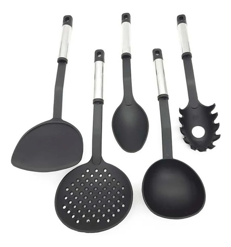 Set X5 Utensilios Mango Acero Cocina Teflon Crystal Rock  