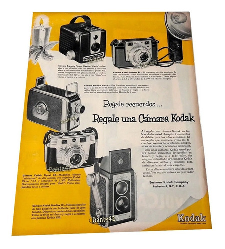 Dante42 Publicidad Antigua Retro Camara Foto Kodak 1955