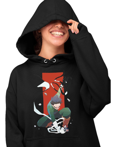 Sudadera Negra Lee Puertas Unlock Anime-naruto