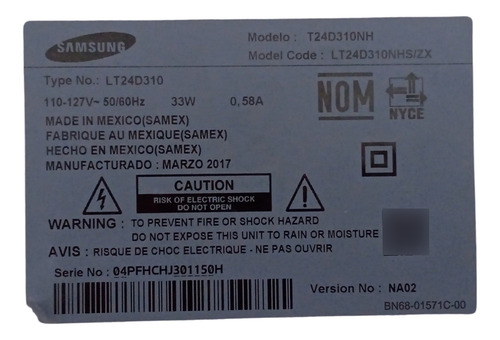 Tarjeta Main Samsung T24d310nh Bn41-02215 2.0 (Usado)