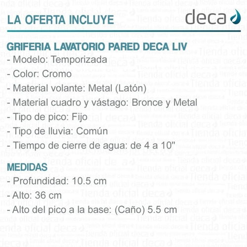 Imagen 4 de 10 de Griferia Decamatic Mingitorio Deca Eco 53003